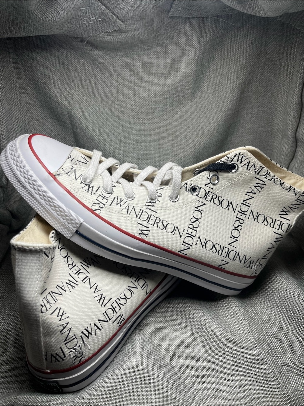 Converse White Canvas Low Top Sneakers with Red Trim - Picture 8 of 8